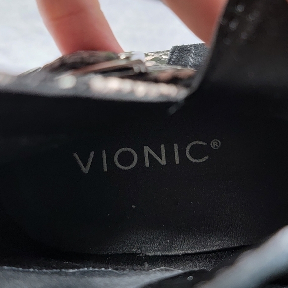 Vionic | Naomi Snake Black Suede Heeled Booties - Picture 7 of 10